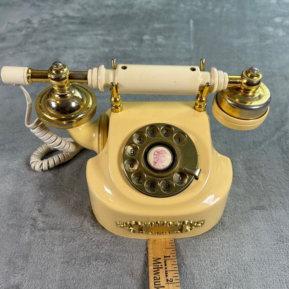 Western Electric Vintage Rotary Phone Cream Gold French Provincial Cameo Japan